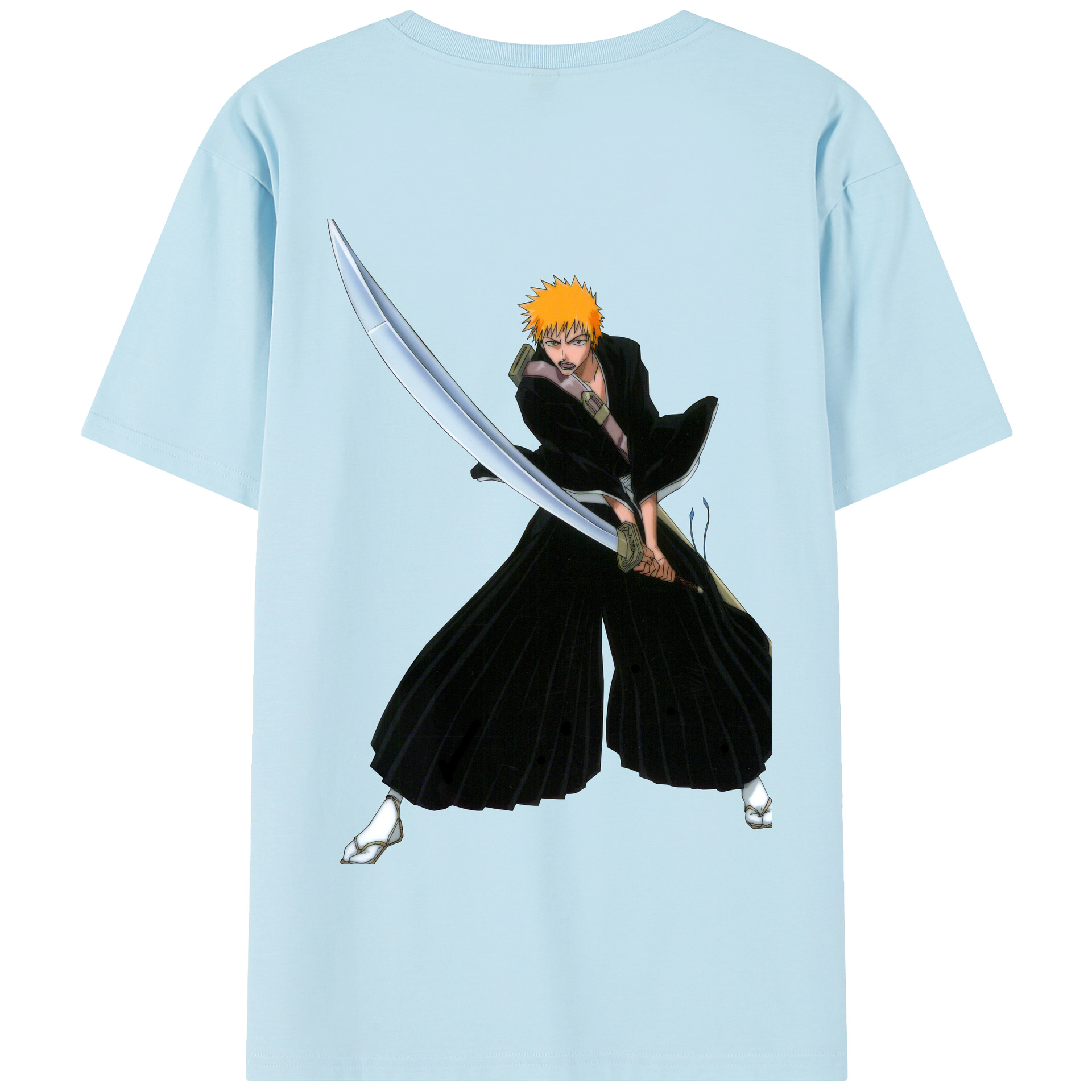 （画像用） ブリーチ 黒崎一護（くろさき いちご）BLEACH Kurosaki Ichigo 綿100％半袖Tシャツ（背面プリント）